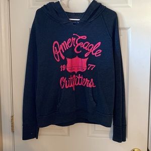 Large Navy American Eagle Hooded Sweatshirt